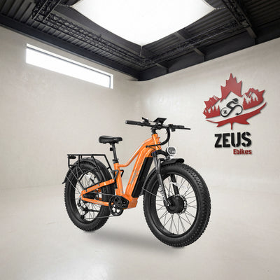 Freesky Eurostar Turbo M-410 in Orange, front three-quarter view: Freesky's own product photo of the bike, set in the Zeus eBikes studio