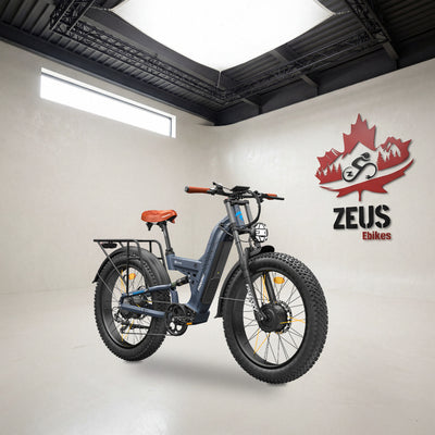 Freesky Warrior Ultra M-530 in Blue-gray, front three-quarter view: Freesky's own product photo of the bike, set in the Zeus eBikes studio
