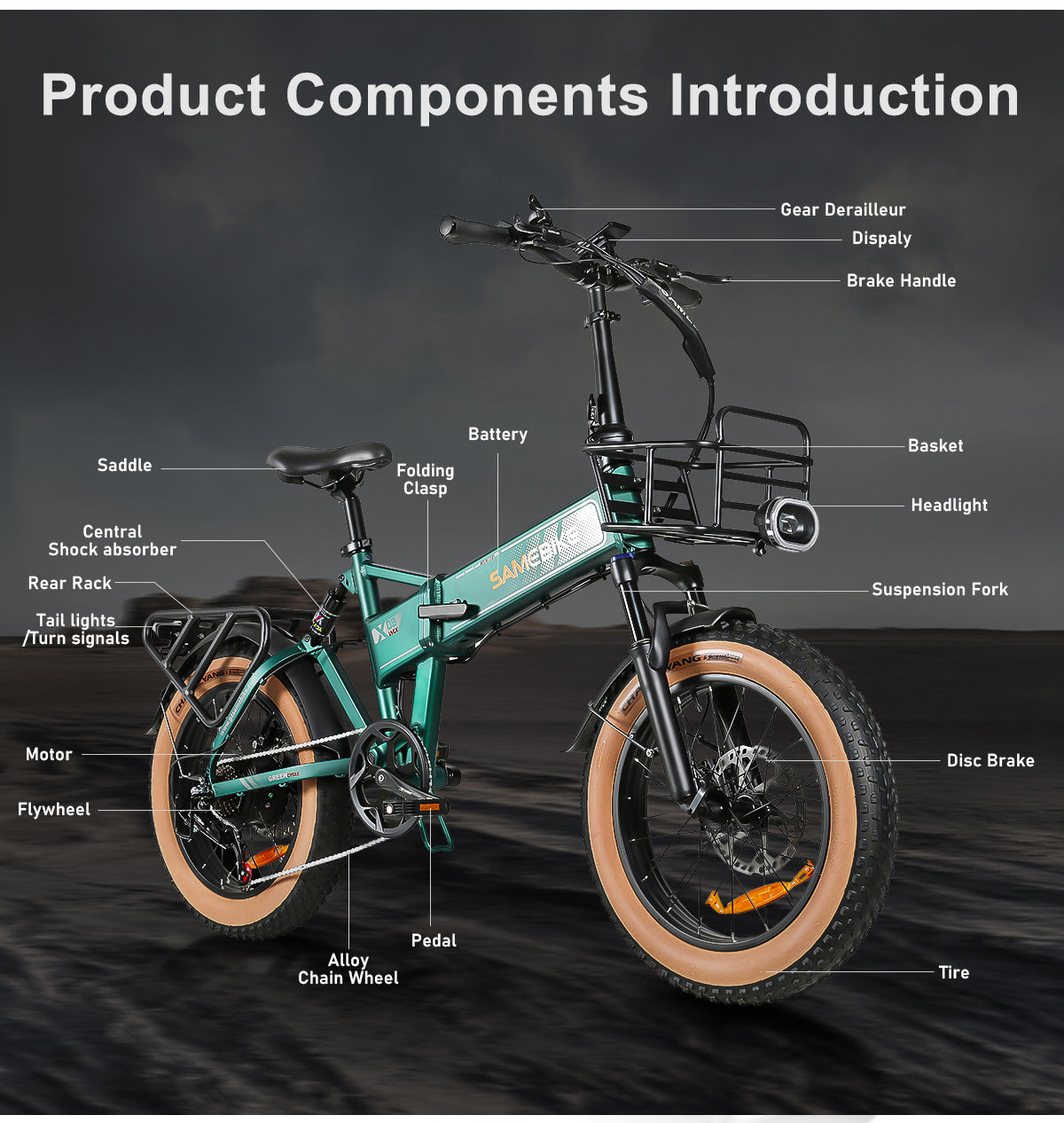 Samebike 1000W Fat Tire Folding Ebike