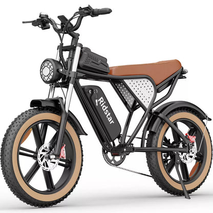 Ridstar Q20 — 1500W Fat Tire Retro eBike (48V 20Ah, Full Suspension)