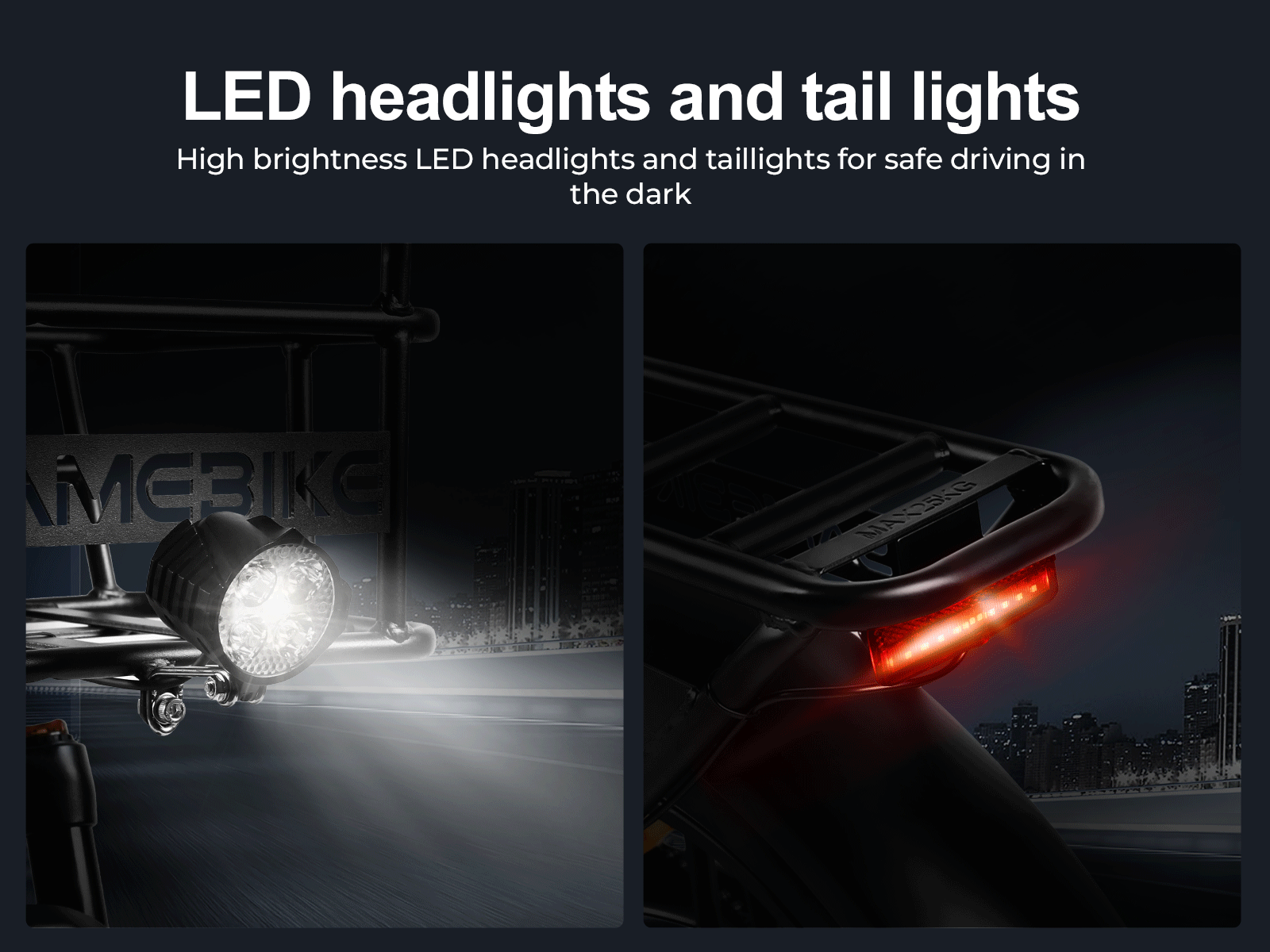 Samebike C05 Pro LED headlight and tail light (Samebike animation)