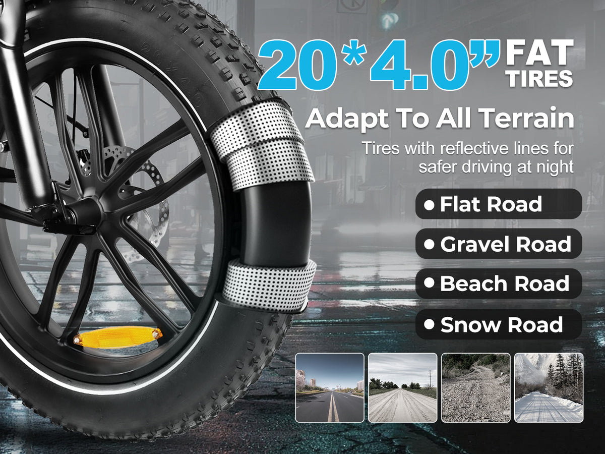 Samebike C05 Pro 20 x 4.0 inch fat tires (Samebike graphic)