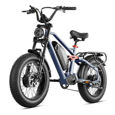 Eahora Terra II 2026 in Blue, front three-quarter view from the left with the rear suspension linkage — Eahora’s own photo