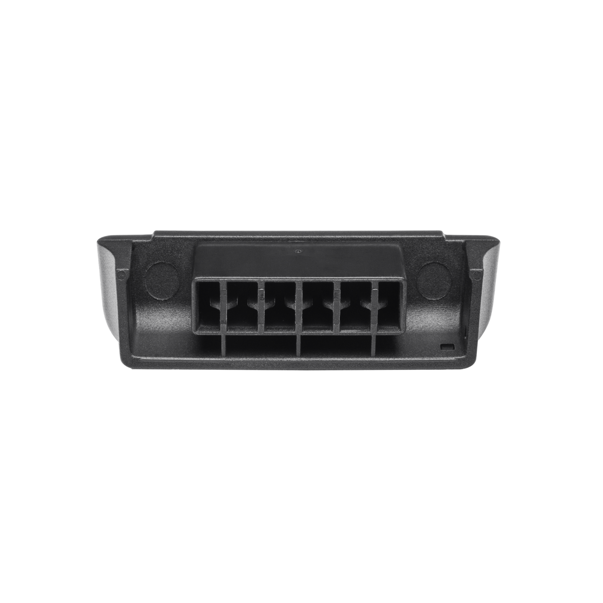 Underside of the Velotric battery connector cover showing the connector recess