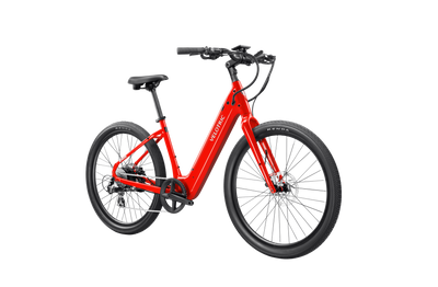 Velotric Breeze 1 in Classic Scarlet, front three-quarter view — Zeus eBikes Canada