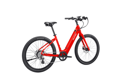 Velotric Breeze 1 in Classic Scarlet, rear three-quarter view — Zeus eBikes Canada