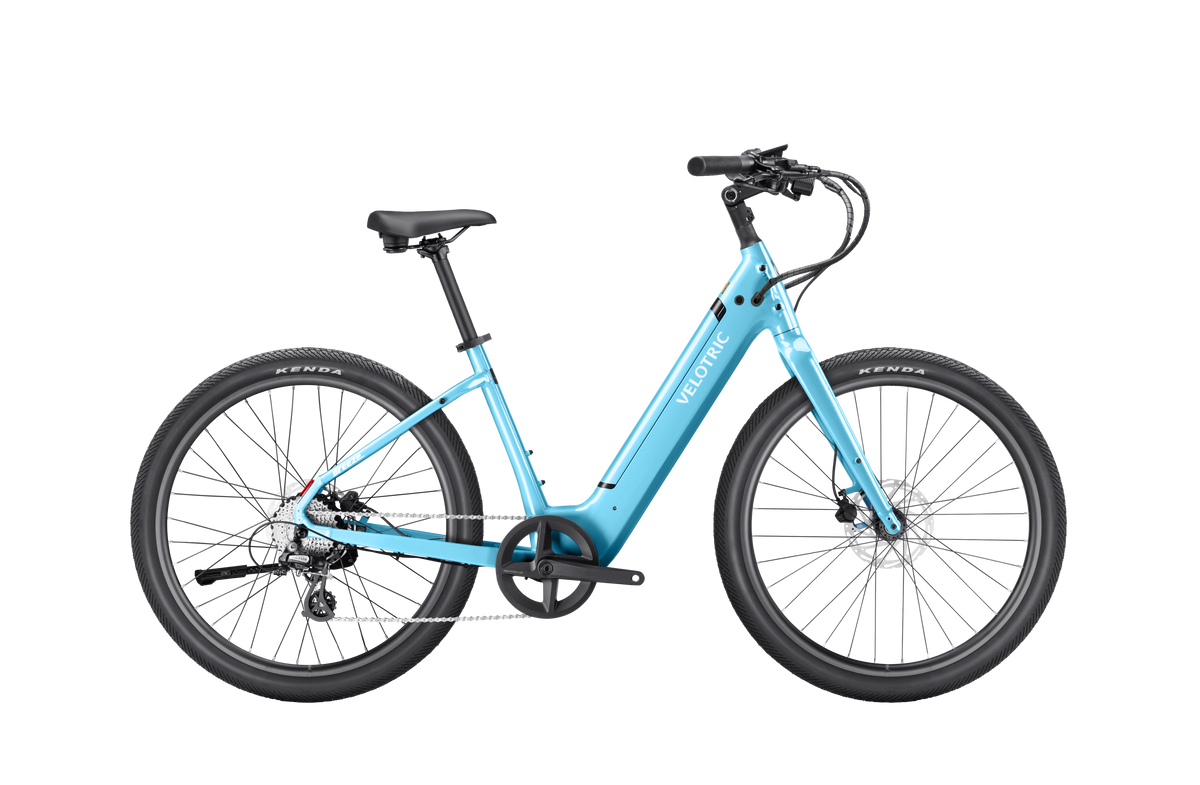 Velotric Breeze 1 in Ocean Mist, side view — Zeus eBikes Canada