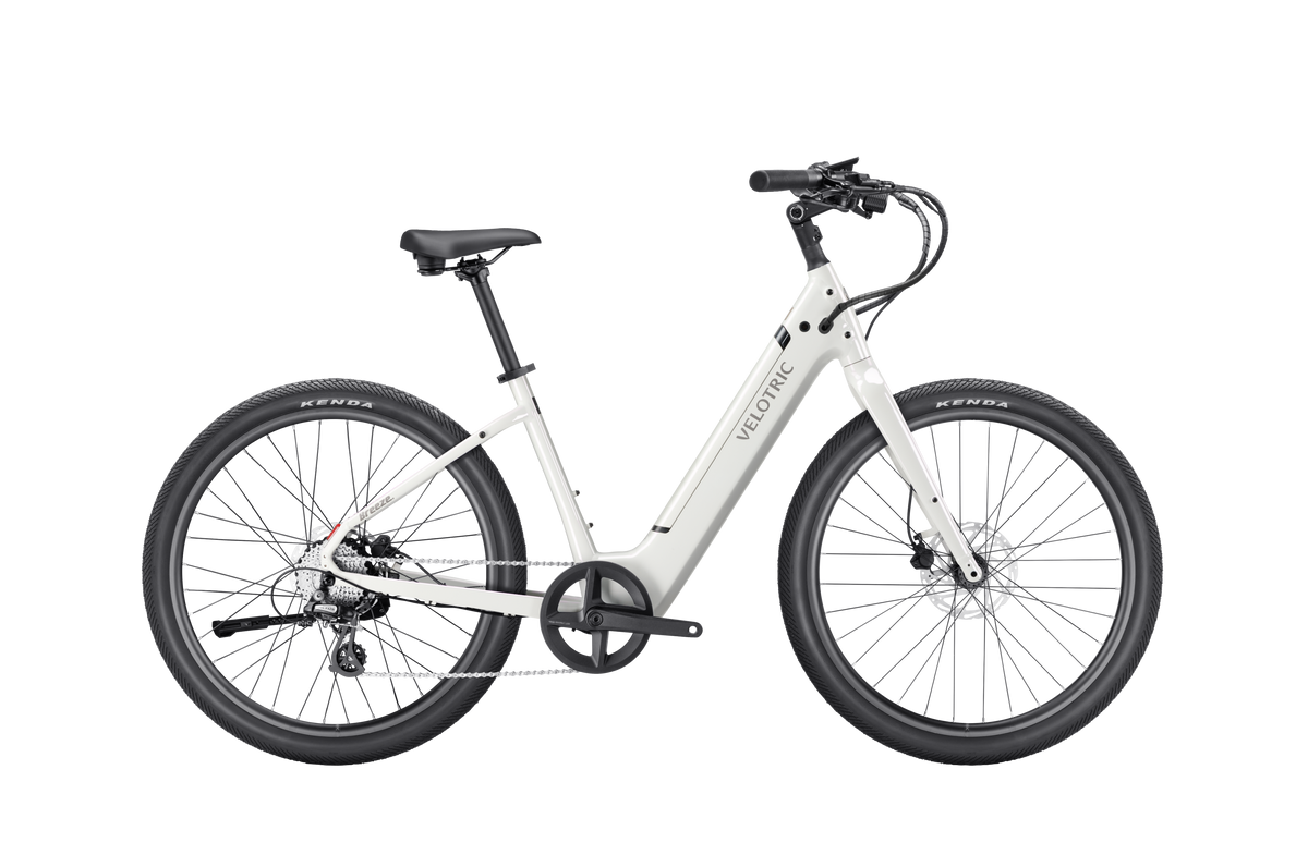 Velotric Breeze 1 in Satin White, side view — Zeus eBikes Canada