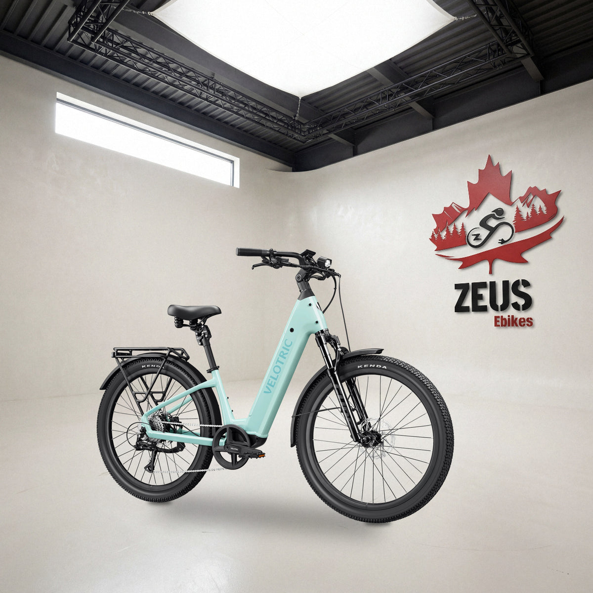 Velotric Discover 3 step-through commuter e-bike in Mint: Velotric's own photo set in the Zeus eBikes studio — Zeus eBikes Canada