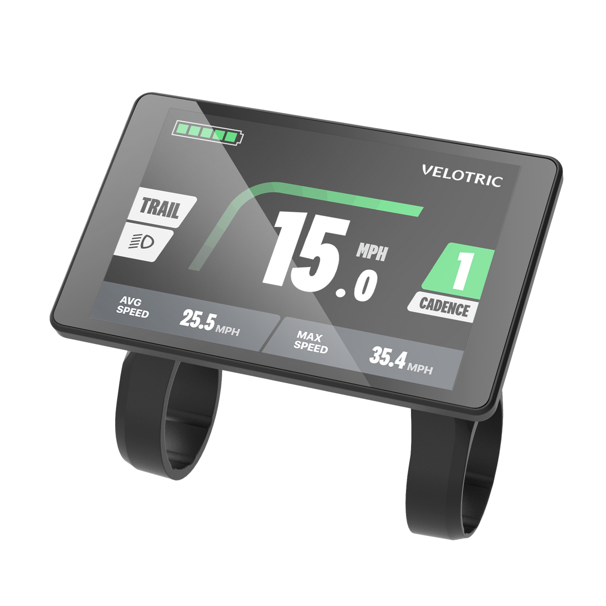 Velotric full-colour eBike display unit with handlebar clamp, the replacement display for the Velotric Fold 1 Plus