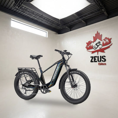 Velotric Nomad 2X full-suspension fat-tire e-bike, High-Step frame in Obsidian: Velotric's own photo set in the Zeus eBikes studio — Zeus eBikes Canada