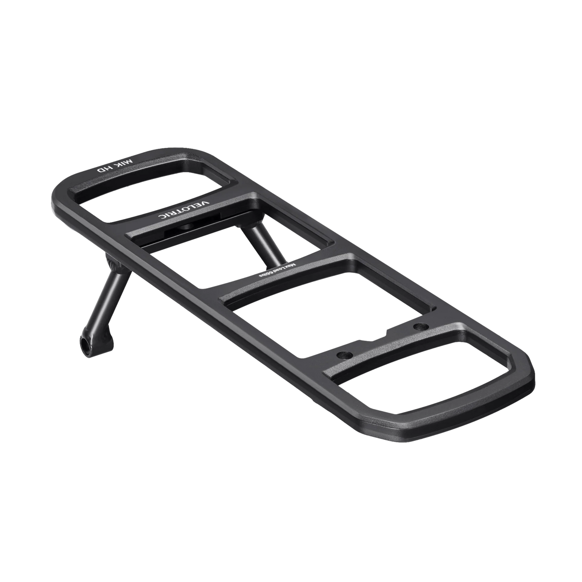 Velotric Summit 2 Modular Rear Rack platform in black, moulded MIK HD and Max Load 66lbs markings visible