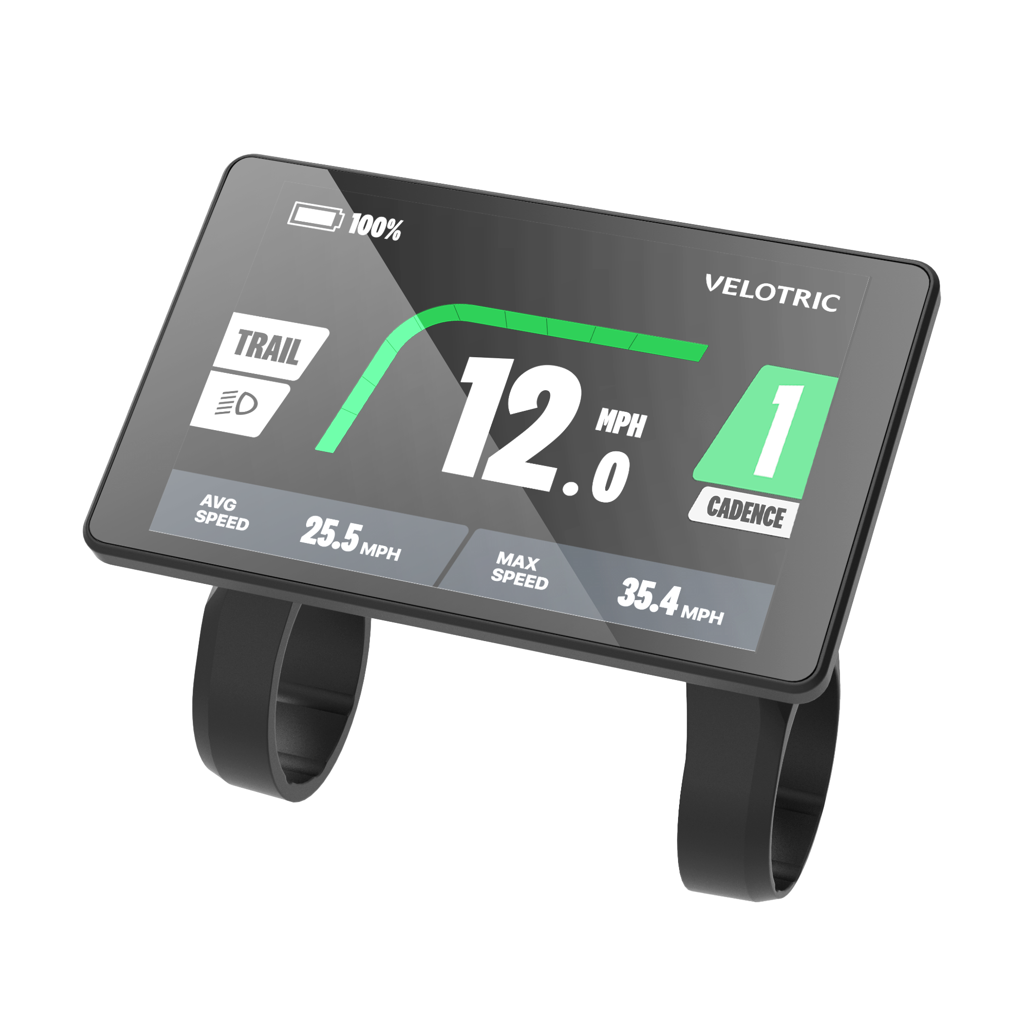 Velotric full-colour eBike display unit with handlebar clamp, the replacement display for the Velotric Triker
