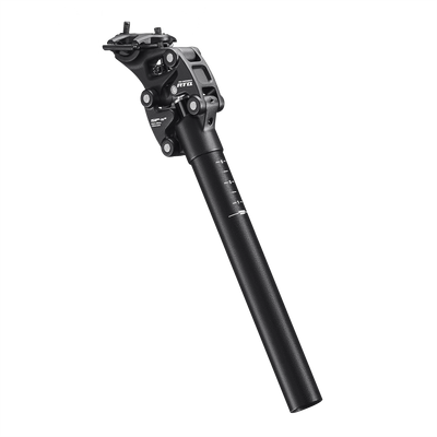 Velotric Triker suspension seatpost in black with a suspension head and twin-bolt saddle clamp