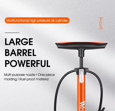 Large-barrel one-piece moulded body and multi-purpose nozzle on the West Biking high-pressure floor pump