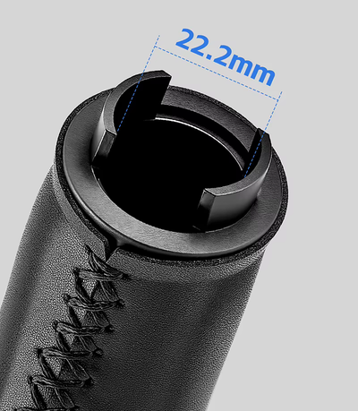 Close-up of the grip’s 22.2 mm bore, as marked by the supplier — Zeus eBikes Canada