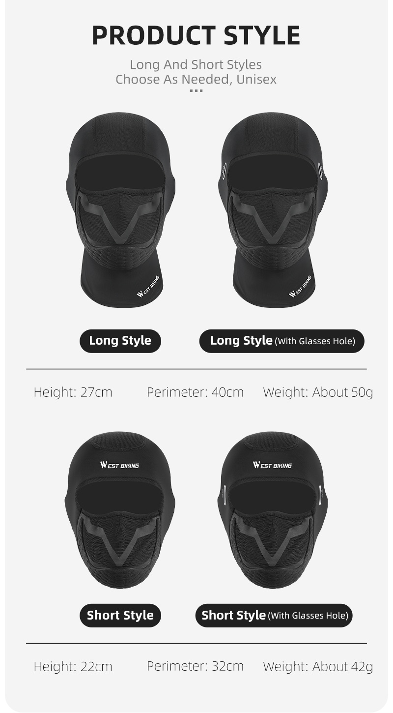 Supplier chart of the four styles: long and long with glasses holes, 27 cm tall and about 50 g; short and short with glasses holes, 22 cm tall and about 42 g — Zeus eBikes Canada