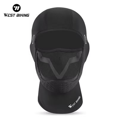 West Biking full-face summer balaclava, long style with glasses holes, front view on a white background — Zeus eBikes Canada