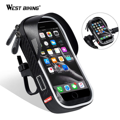 WEST BIKING waterproof bicycle phone bag with TPU touchscreen window and reflective trim — Zeus eBikes Canada